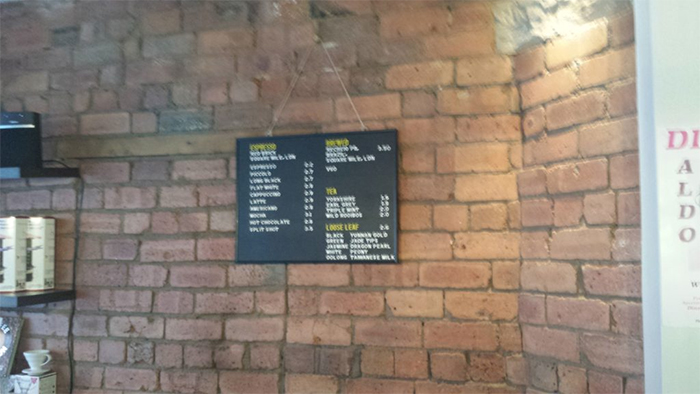 Picture of coffeeshop menu